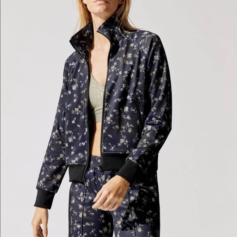 Pam + Gela Floral Zip Up Track Jacket size Small